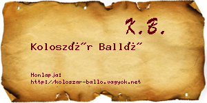 Koloszár Balló névjegykártya